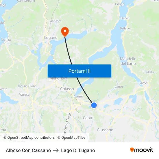 Albese Con Cassano to Lago Di Lugano map