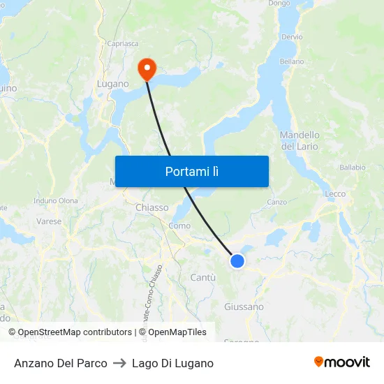 Anzano Del Parco to Lago Di Lugano map