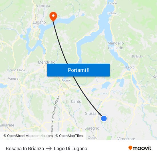 Besana In Brianza to Lago Di Lugano map
