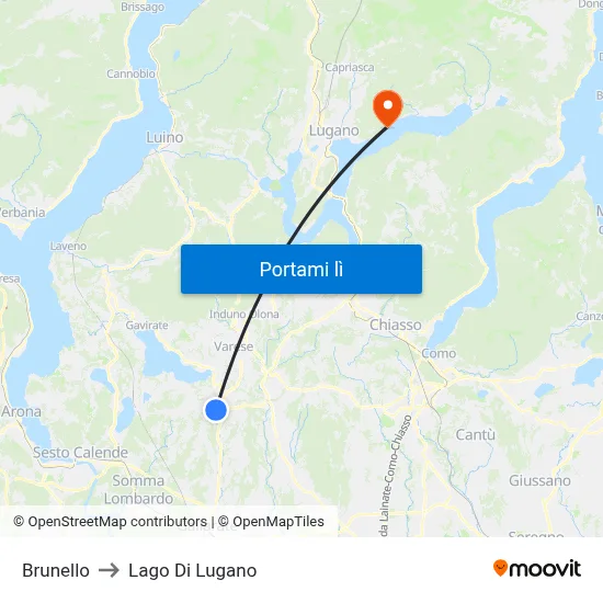 Brunello to Lago Di Lugano map
