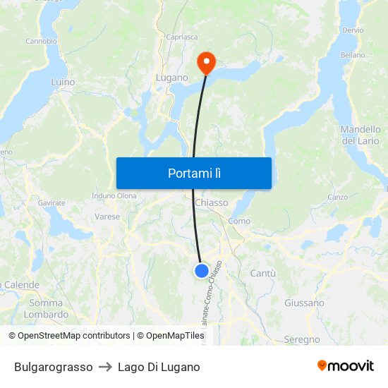 Bulgarograsso to Lago Di Lugano map