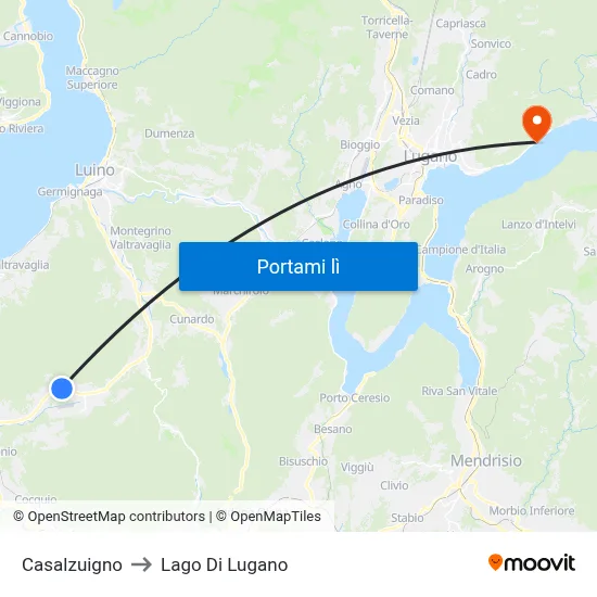 Casalzuigno to Lago Di Lugano map