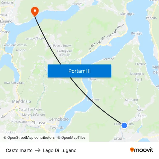 Castelmarte to Lago Di Lugano map
