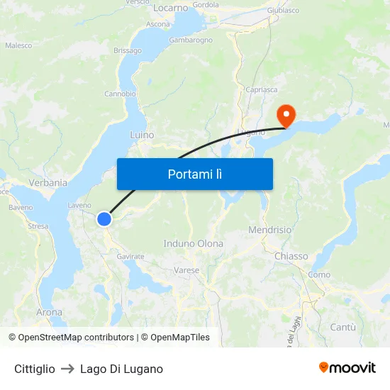 Cittiglio to Lago Di Lugano map