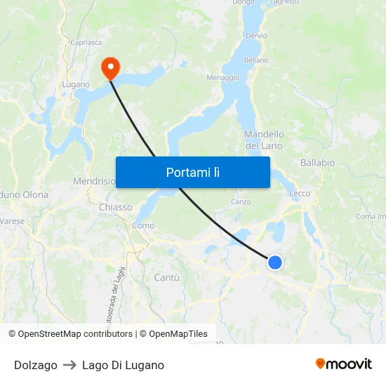 Dolzago to Lago Di Lugano map