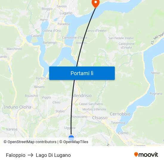 Faloppio to Lago Di Lugano map
