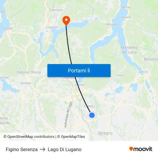 Figino Serenza to Lago Di Lugano map