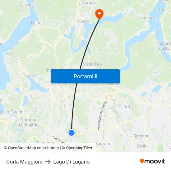 Gorla Maggiore to Lago Di Lugano map