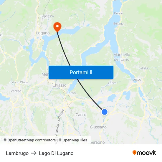 Lambrugo to Lago Di Lugano map
