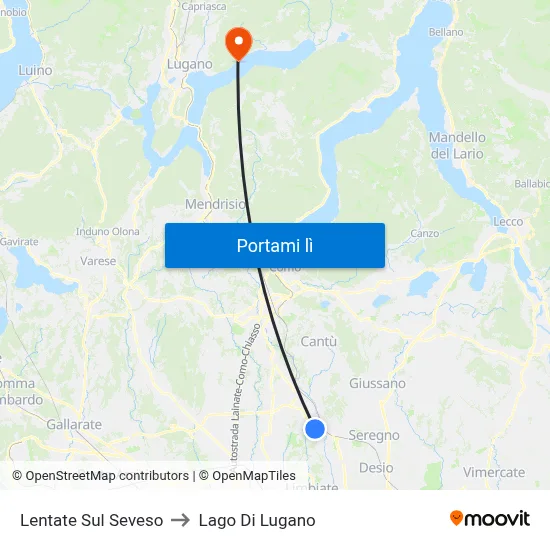 Lentate Sul Seveso to Lago Di Lugano map