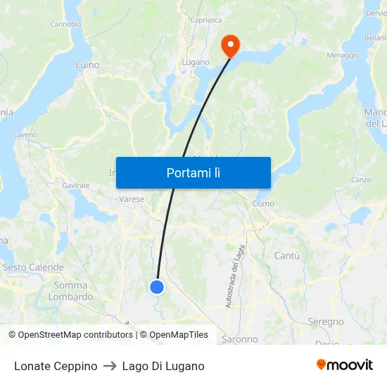 Lonate Ceppino to Lago Di Lugano map