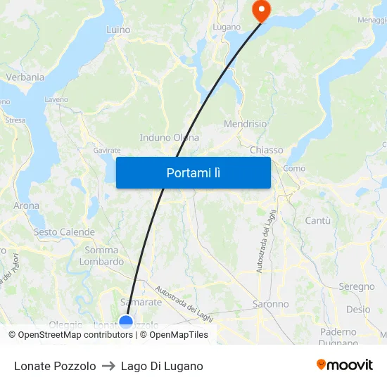 Lonate Pozzolo to Lago Di Lugano map