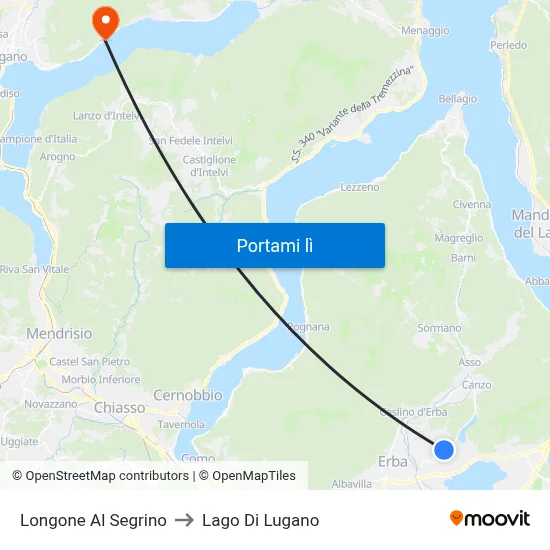 Longone Al Segrino to Lago Di Lugano map