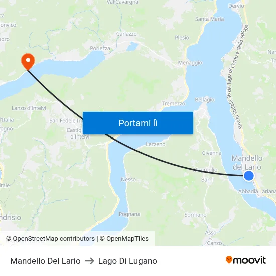 Mandello Del Lario to Lago Di Lugano map