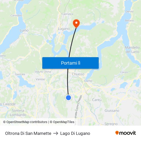Oltrona Di San Mamette to Lago Di Lugano map