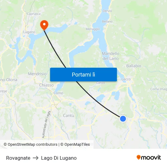 Rovagnate to Lago Di Lugano map
