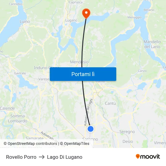 Rovello Porro to Lago Di Lugano map