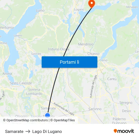 Samarate to Lago Di Lugano map