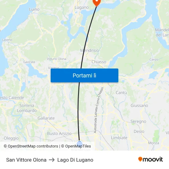 San Vittore Olona to Lago Di Lugano map