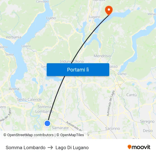 Somma Lombardo to Lago Di Lugano map