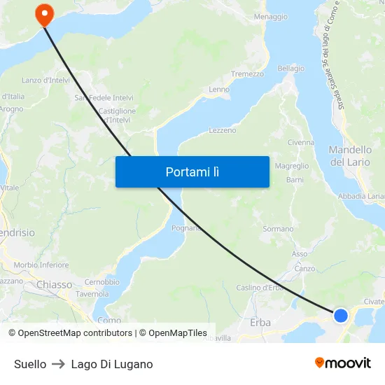 Suello to Lago Di Lugano map