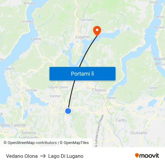 Vedano Olona to Lago Di Lugano map