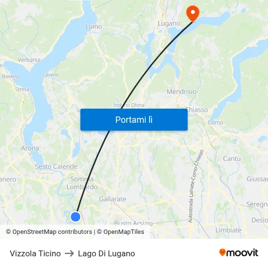Vizzola Ticino to Lago Di Lugano map