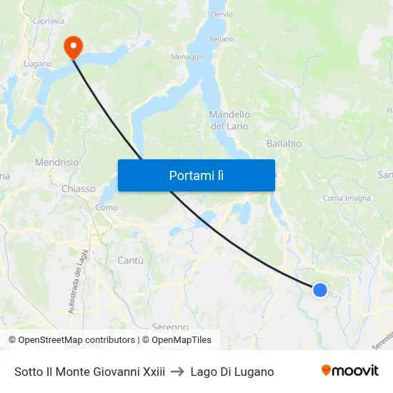 Sotto Il Monte Giovanni Xxiii to Lago Di Lugano map