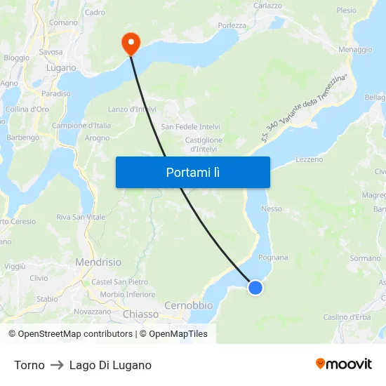 Torno to Lago Di Lugano map
