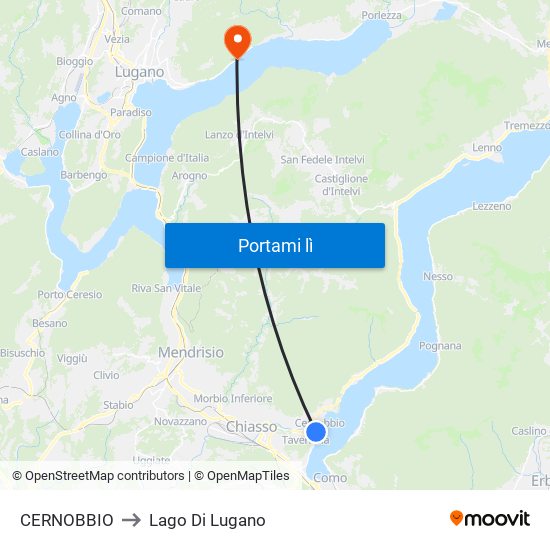 CERNOBBIO to Lago Di Lugano map