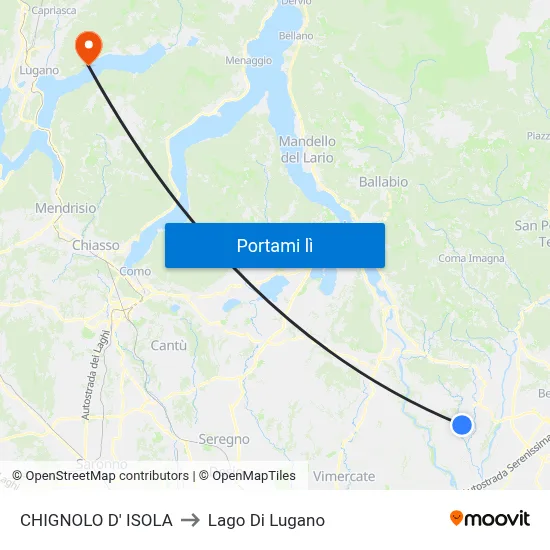 CHIGNOLO D' ISOLA to Lago Di Lugano map
