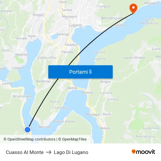 Cuasso Al Monte to Lago Di Lugano map