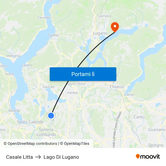 Casale Litta to Lago Di Lugano map
