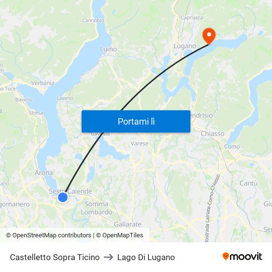 Castelletto Sopra Ticino to Lago Di Lugano map