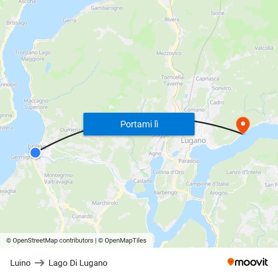 Luino to Lago Di Lugano map