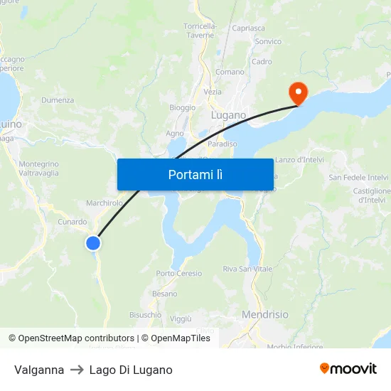 Valganna to Lago Di Lugano map