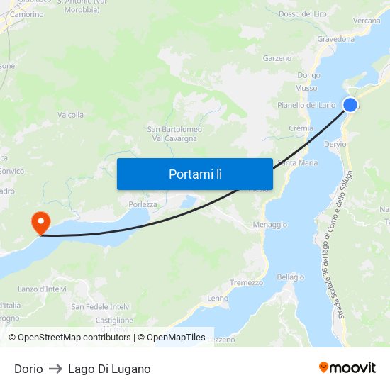 Dorio to Lago Di Lugano map