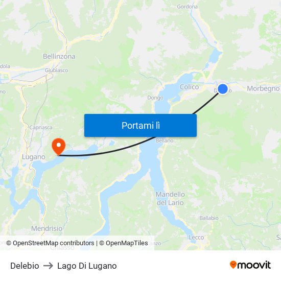 Delebio to Lago Di Lugano map