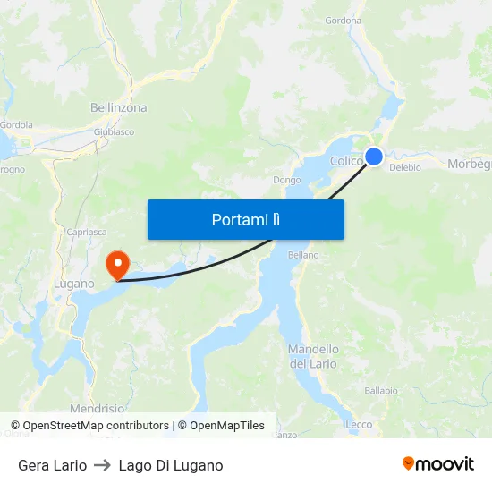 Gera Lario to Lago Di Lugano map
