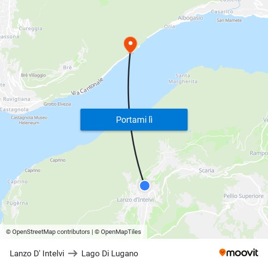 Lanzo D' Intelvi to Lago Di Lugano map