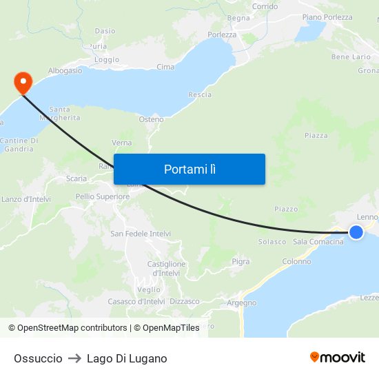 Ossuccio to Lago Di Lugano map