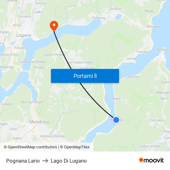 Pognana Lario to Lago Di Lugano map