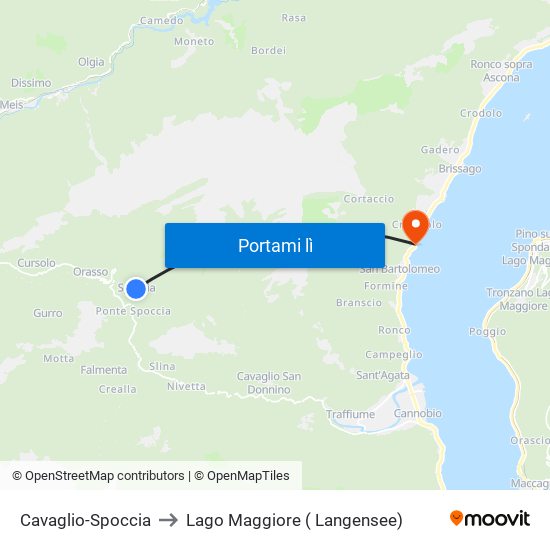 Cavaglio-Spoccia to Lago Maggiore ( Langensee) map