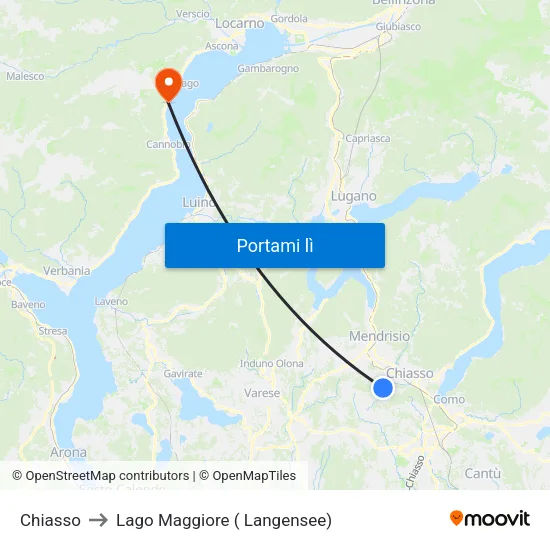 Chiasso to Lago Maggiore ( Langensee) map