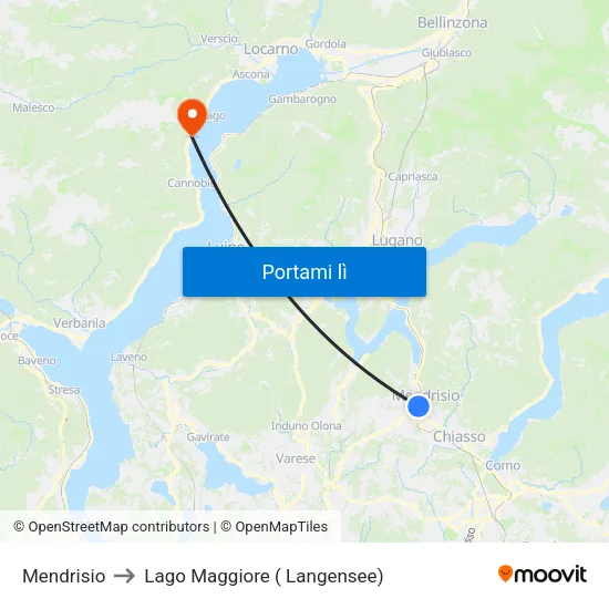 Mendrisio to Lago Maggiore ( Langensee) map