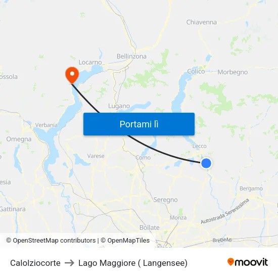 Calolziocorte to Lago Maggiore ( Langensee) map