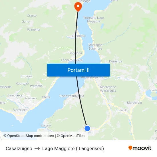 Casalzuigno to Lago Maggiore ( Langensee) map