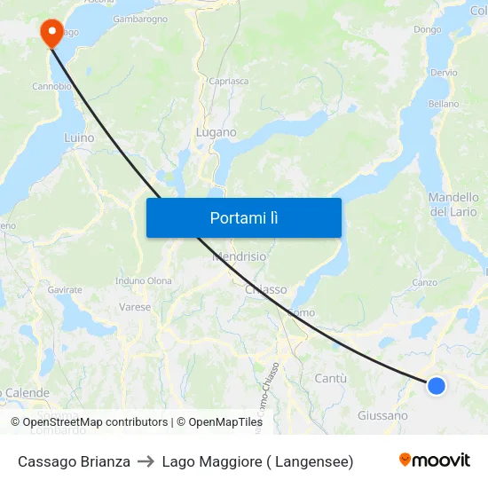 Cassago Brianza to Lago Maggiore ( Langensee) map