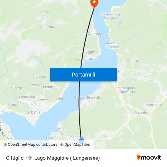 Cittiglio to Lago Maggiore ( Langensee) map