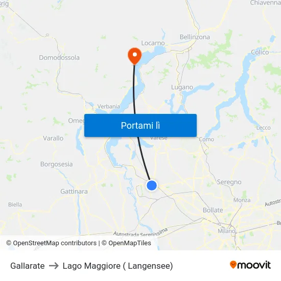 Gallarate to Lago Maggiore ( Langensee) map